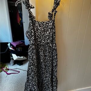 RIXO Monochrome Floral Pattern Dress